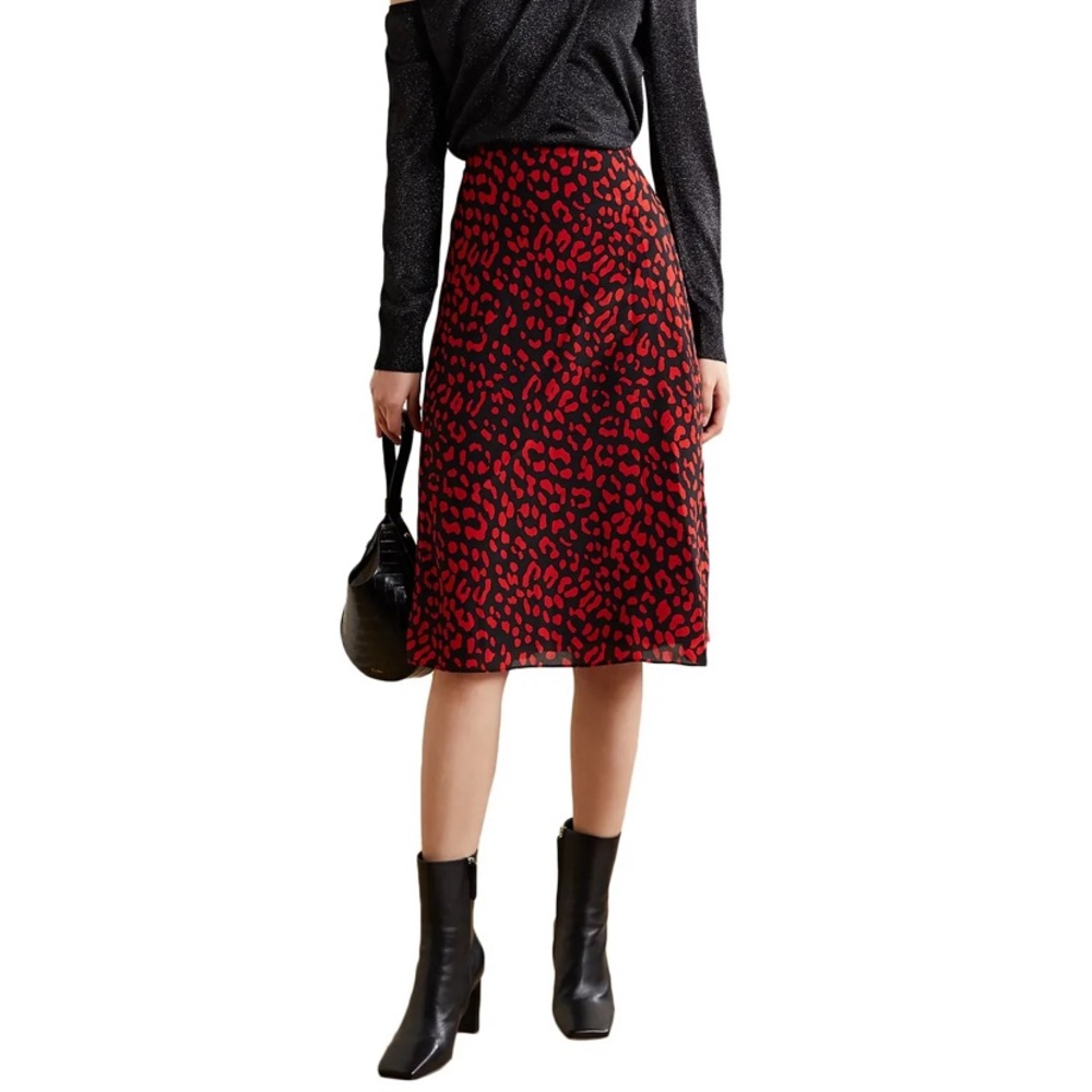 ALICE & OLIVE Sula leopard-print silk crepe de chine skirt size 6
